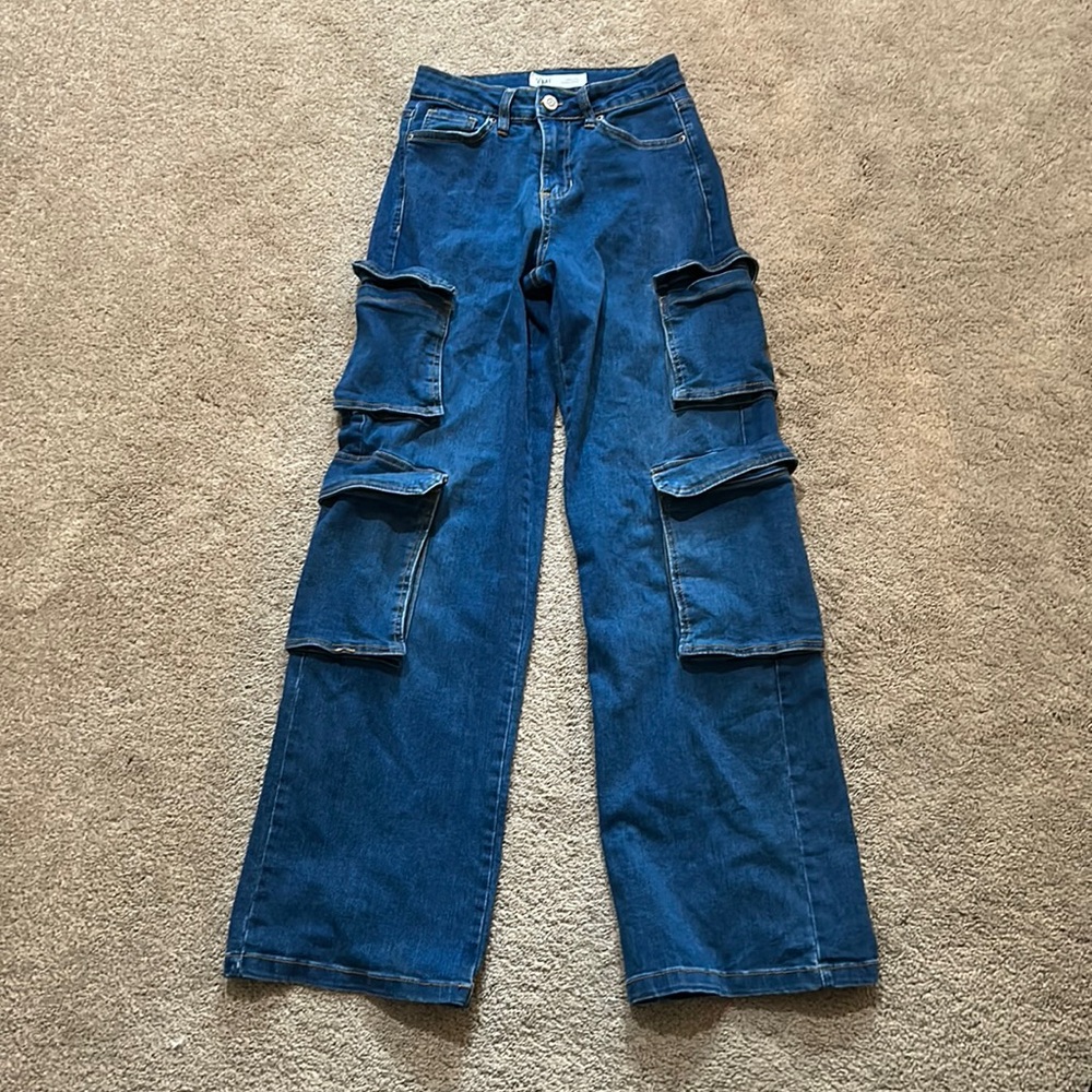 Dark Blue Trendy Cargo Jeans - Size Small/00